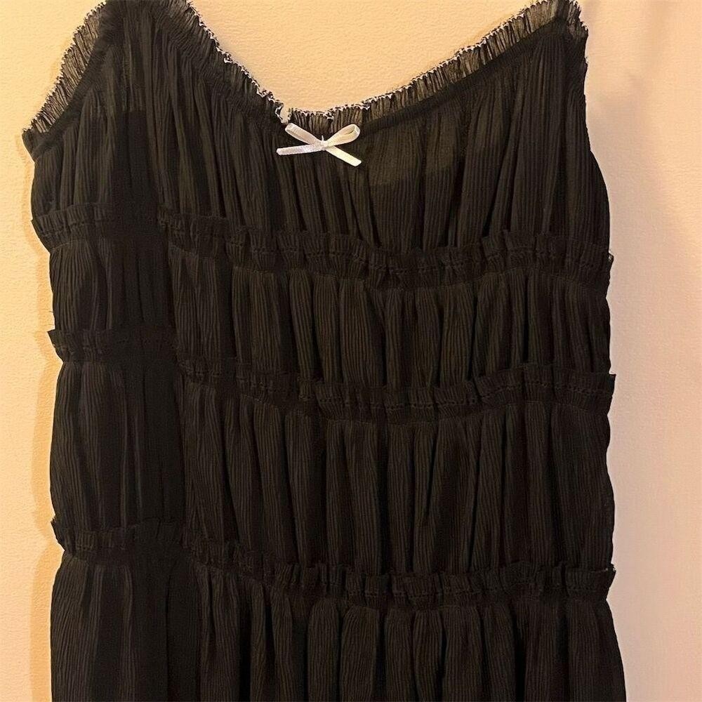 Zara Women's Black Mini Dress with Bow Size L Party‎ Cocktail Romantic Goth NWT - Picture 8 of 11